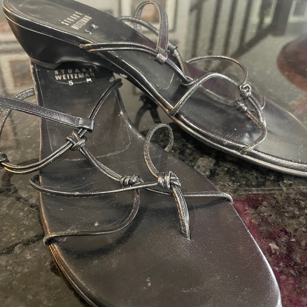 Stuart Weitzman Black Minimalist Sandals